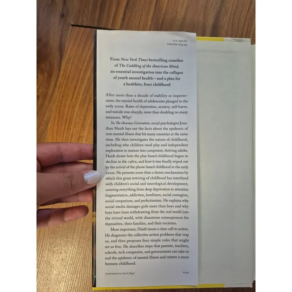The Anxious Generation: Childhood Rewiring &Anxiety Epidemic Hardcover Haidt s32
